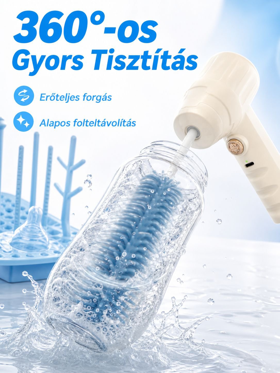 Elektromos cumisüveg kefe szilikonból, tisztítókefe