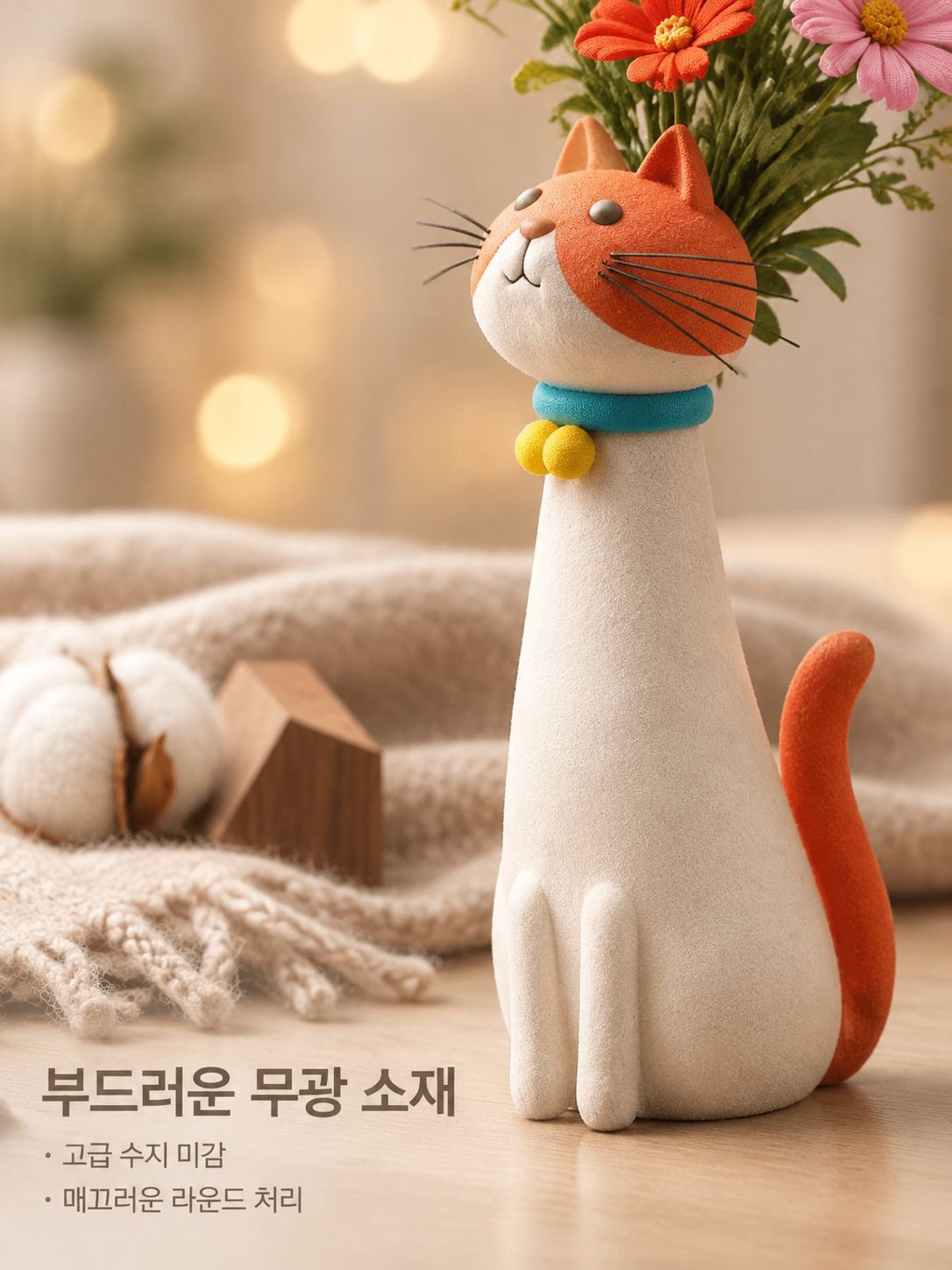 고양이와 강아지 모양의 레진 화병 인테리어 소품
