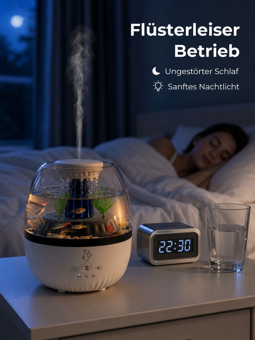 Leiser Aroma-Diffusor im Aquarium-Design mit siebenfarbiger Beleuchtung