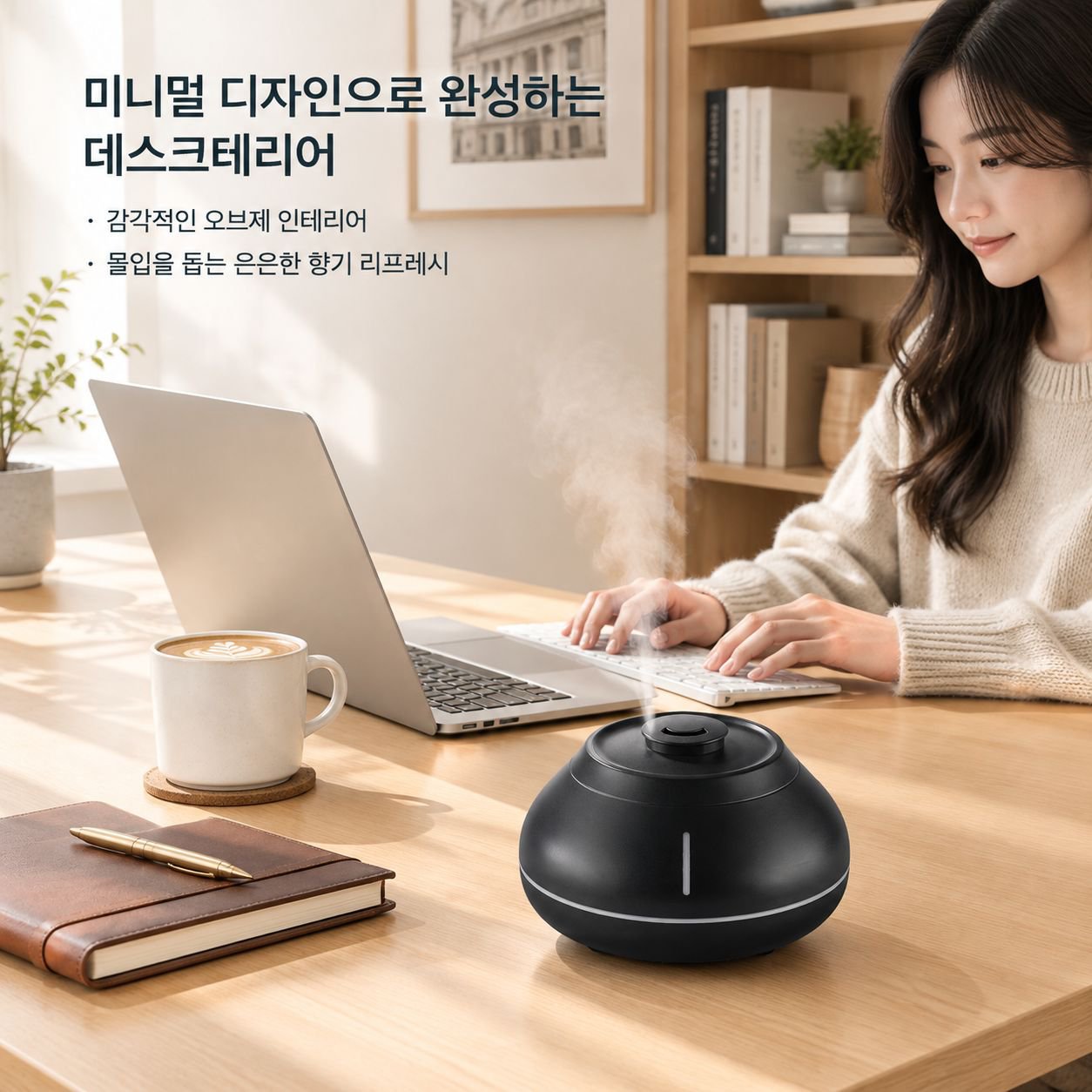 새싹 아로마 디퓨저 대용량 미스트 무드등 에센셜 오일 디퓨저