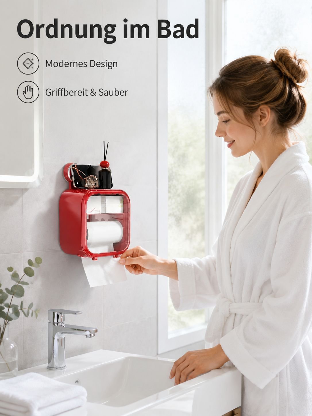 Wandmontierter wasserdichter Toilettenpapierhalter mit Saugnapf