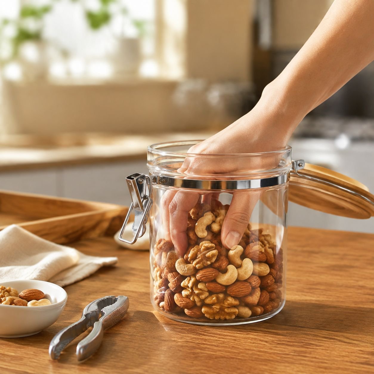 Large Transparent Glass Jar for Tea and Grains Storage