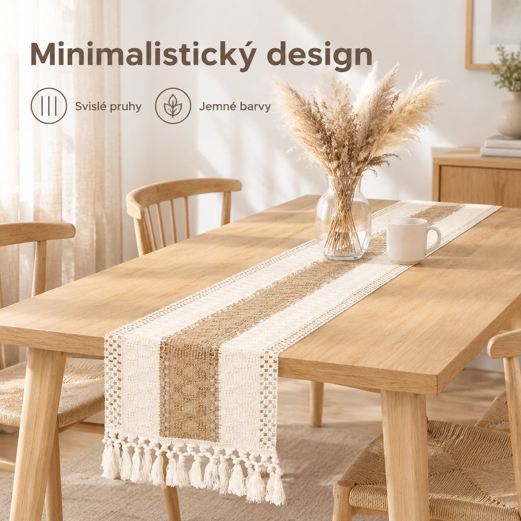 Minimalistický běhoun z bavlny a lnu
