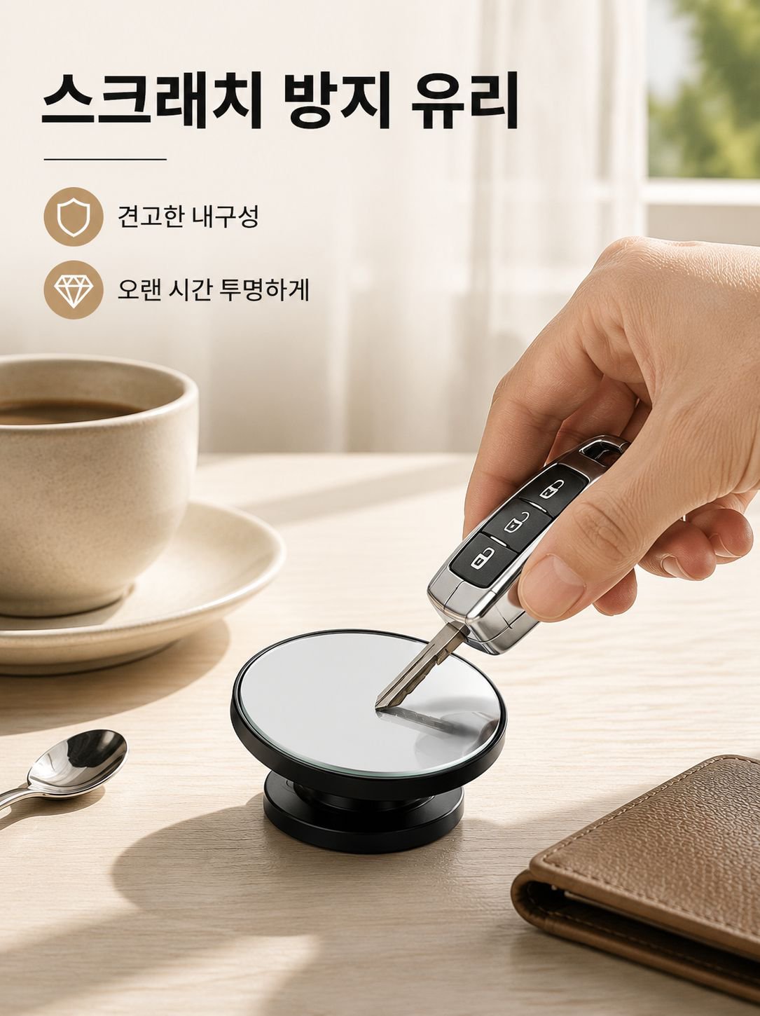 차량 대시보드에 부착된 소형 후방 미러