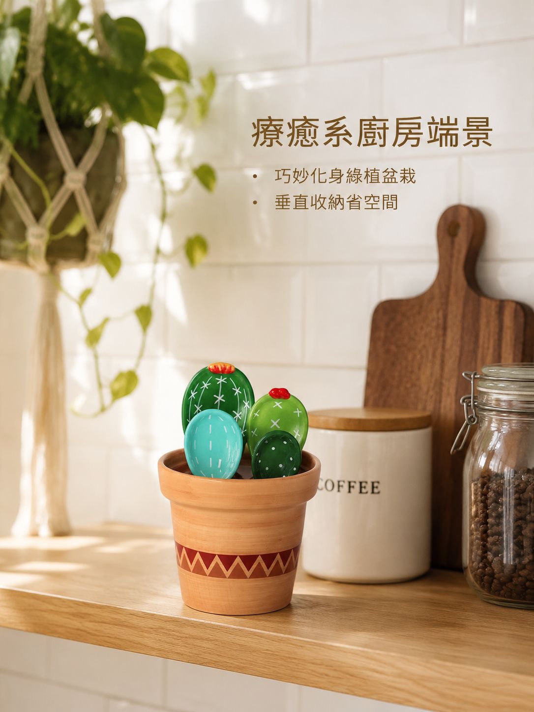 創意仙人掌陶瓷量勺