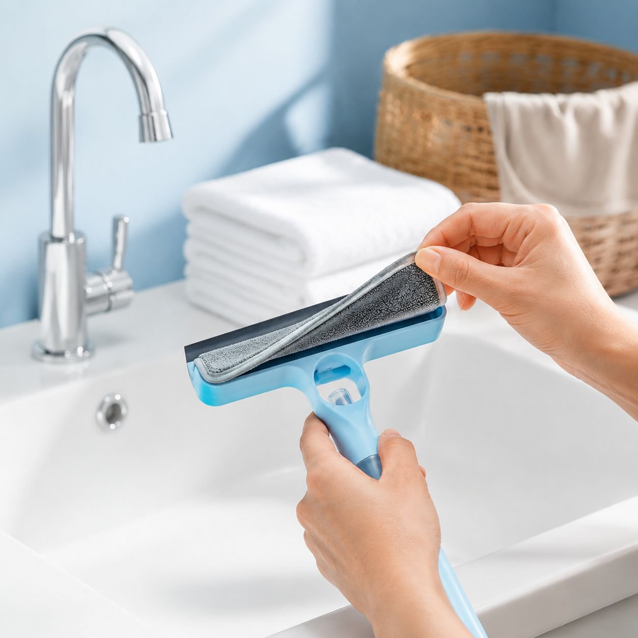 Mirror Cleaning Mop Scraper with Spray Bottle