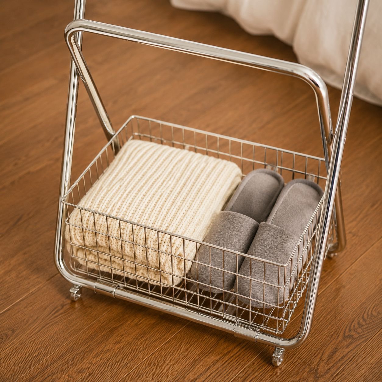 Mobile Floor Clothes Rack with Coat Storage