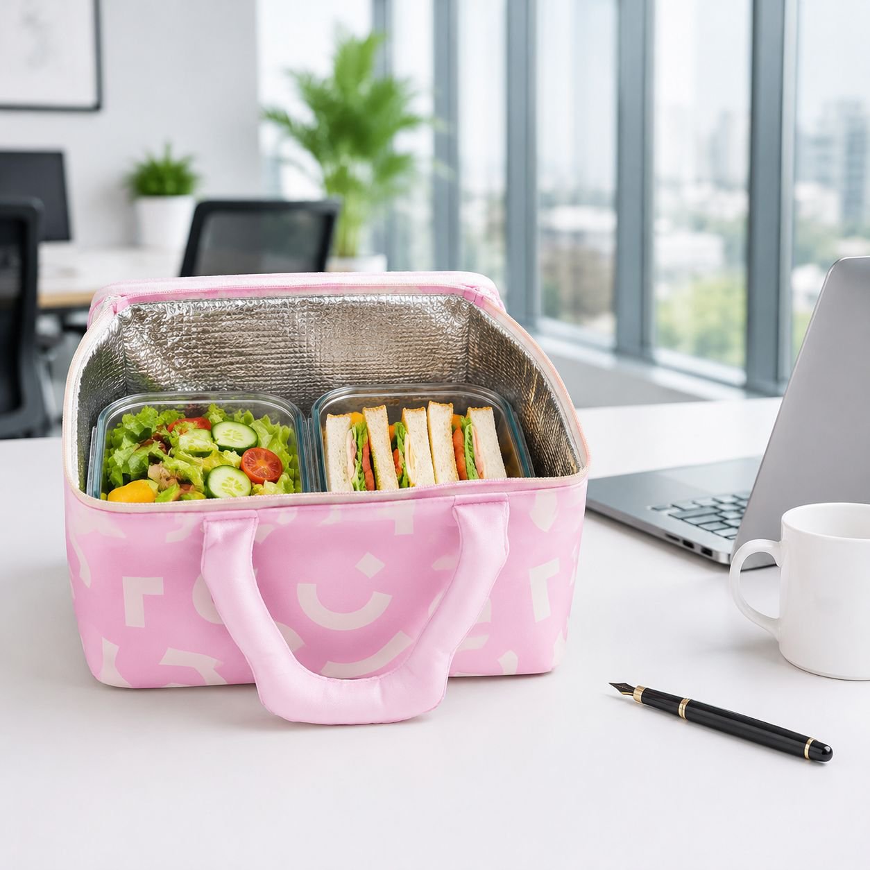 Thickened Insulated Lunch Bag for Students and Office Workers, Stylish Graffiti Style