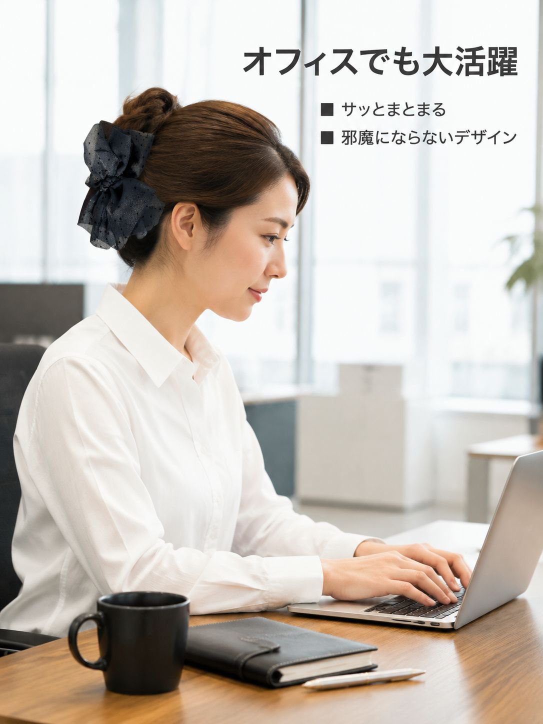 水玉模様のリボン型ヘアクリップ