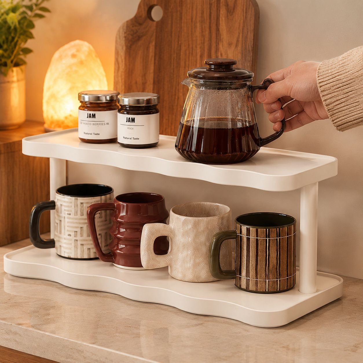 Eco-friendly Multi-tier Cup Storage Rack for Desk