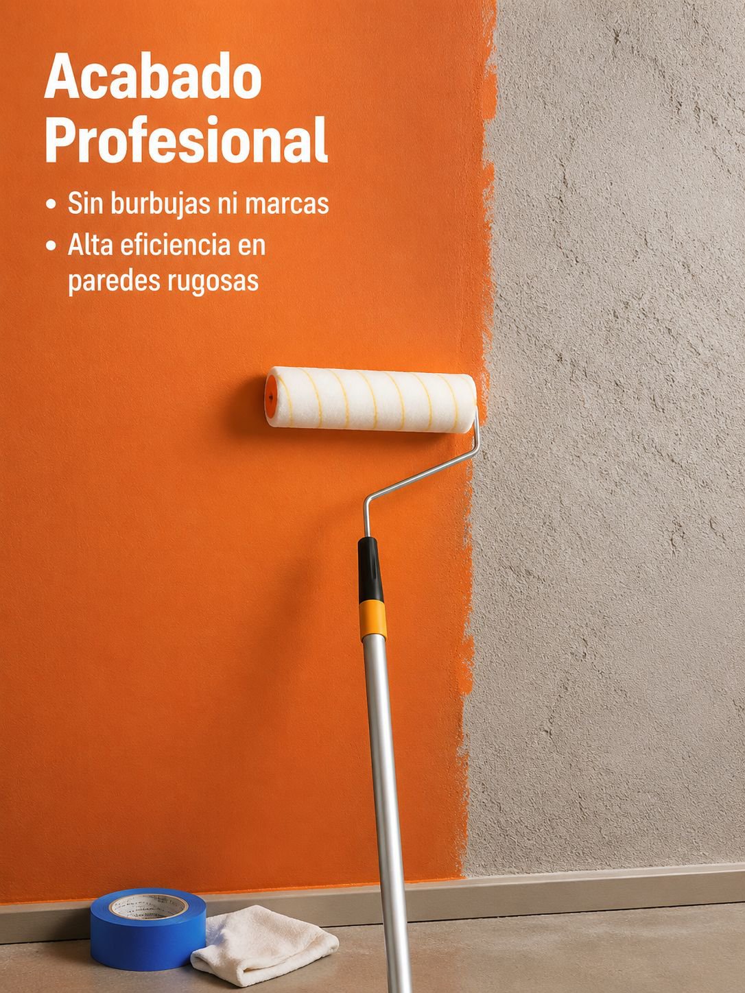 Aplicación uniforme de pintura con rodillo