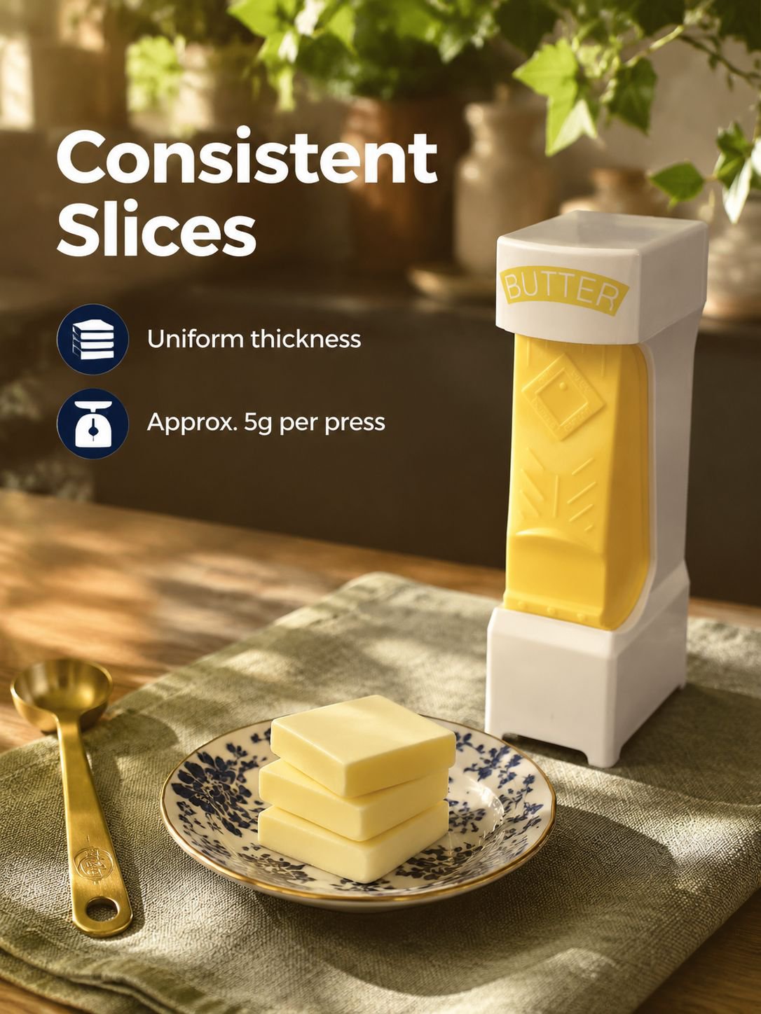 Uniform cheese slices made with cheese cutter