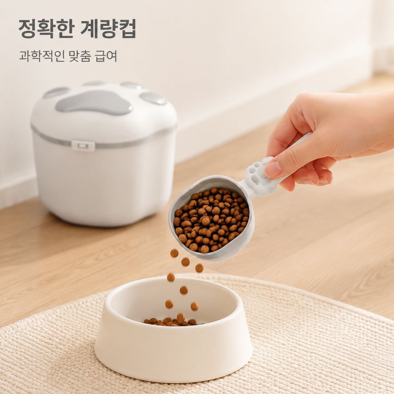 고양이 사료 밀폐 보관통 반려동물 사료 방습 수납함