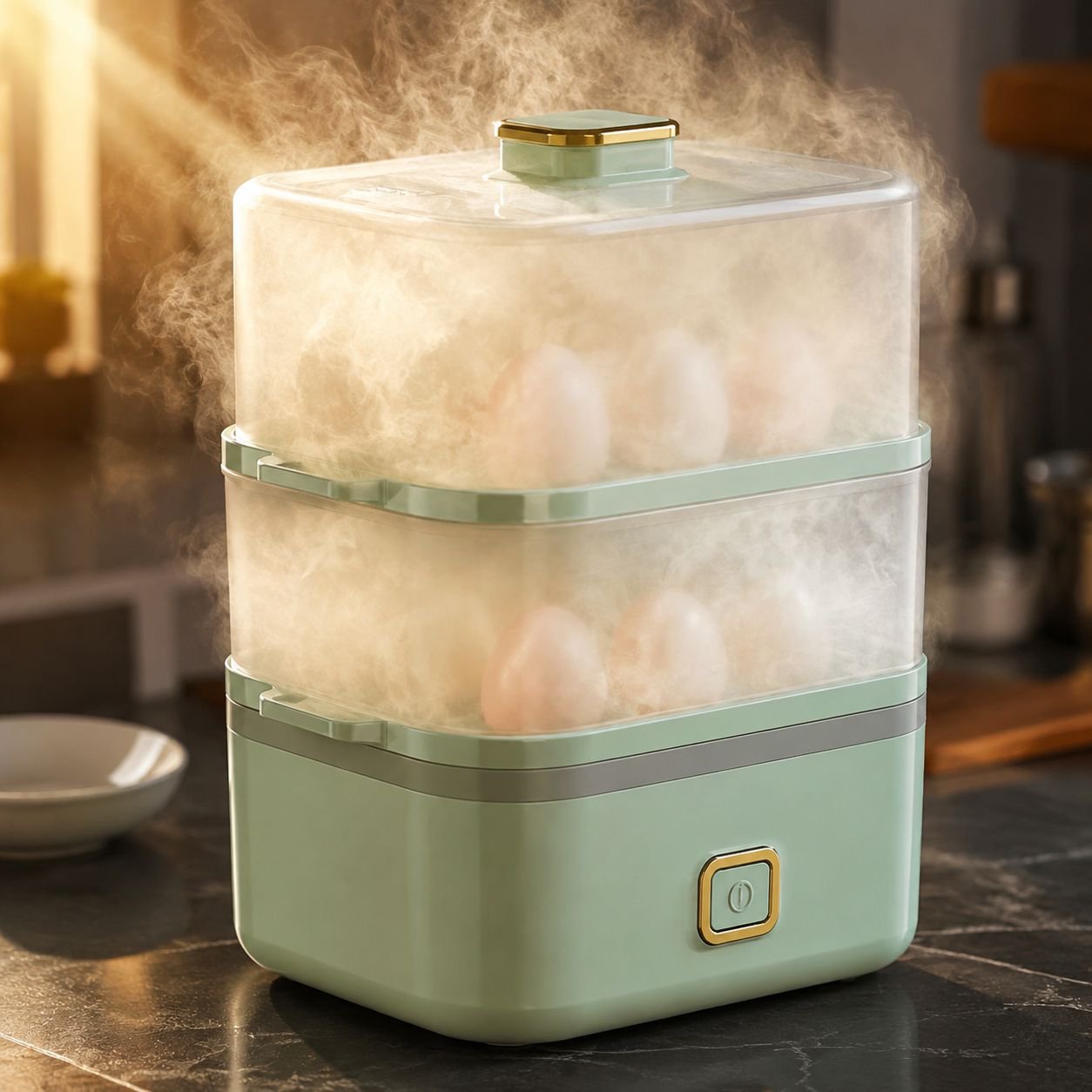 Máquina de desayuno al vapor multifuncional de doble capa para el hogar