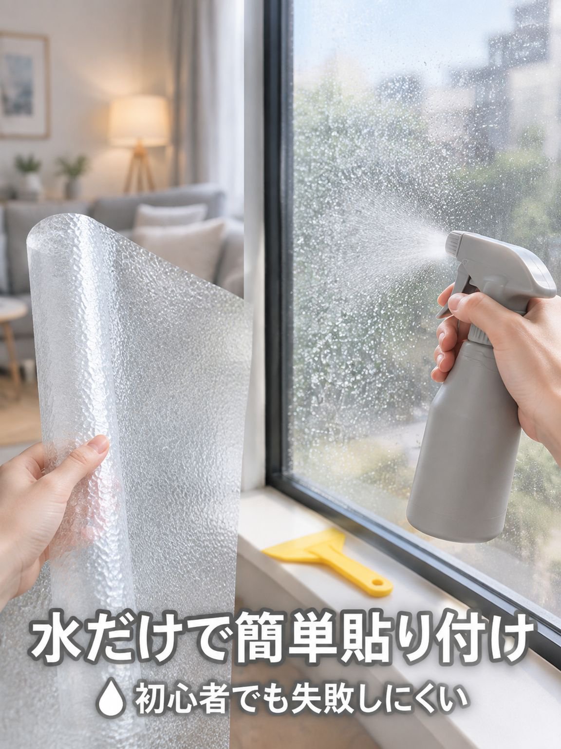 レトロ透光すりガラスステッカー プライバシー保護フィルム