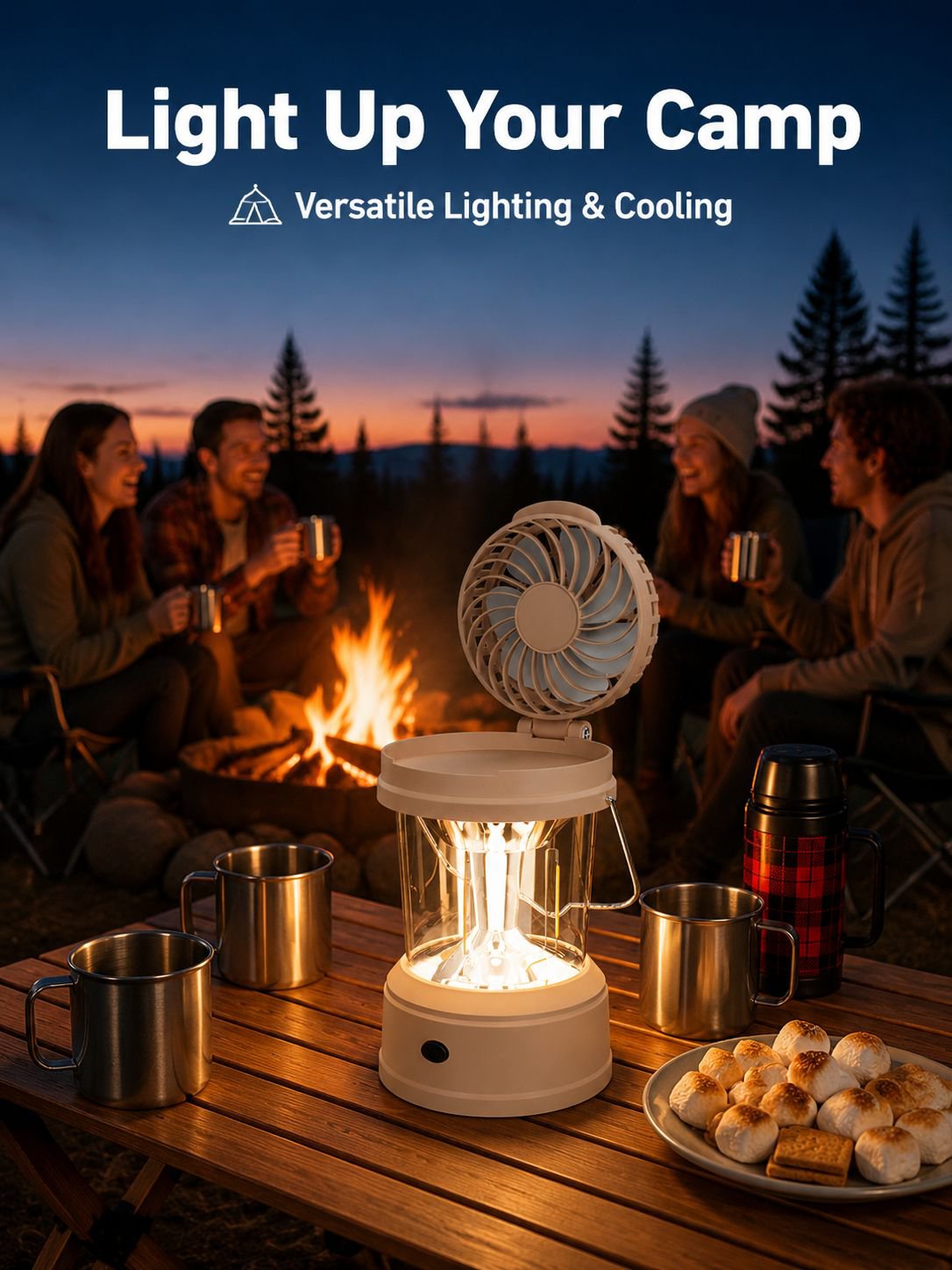 Portable High-Intensity Folding Tent Light Fan Multifunctional Camping Lantern