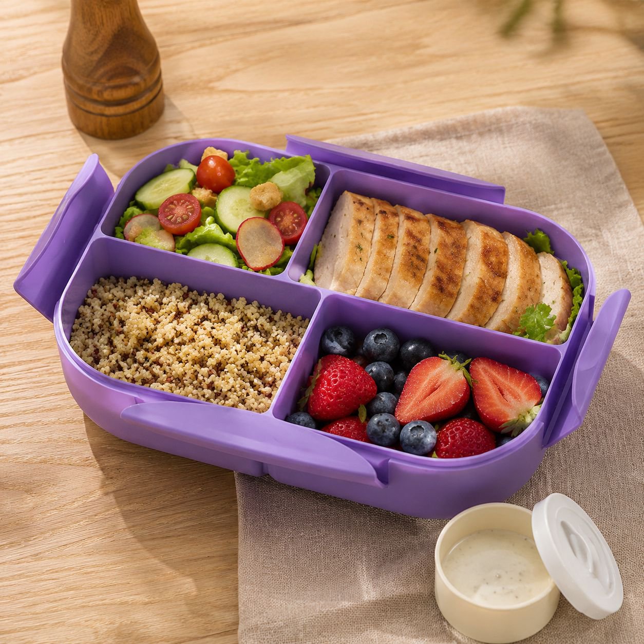 Multi-compartment Sealed Bento Box for Microwave Heating
