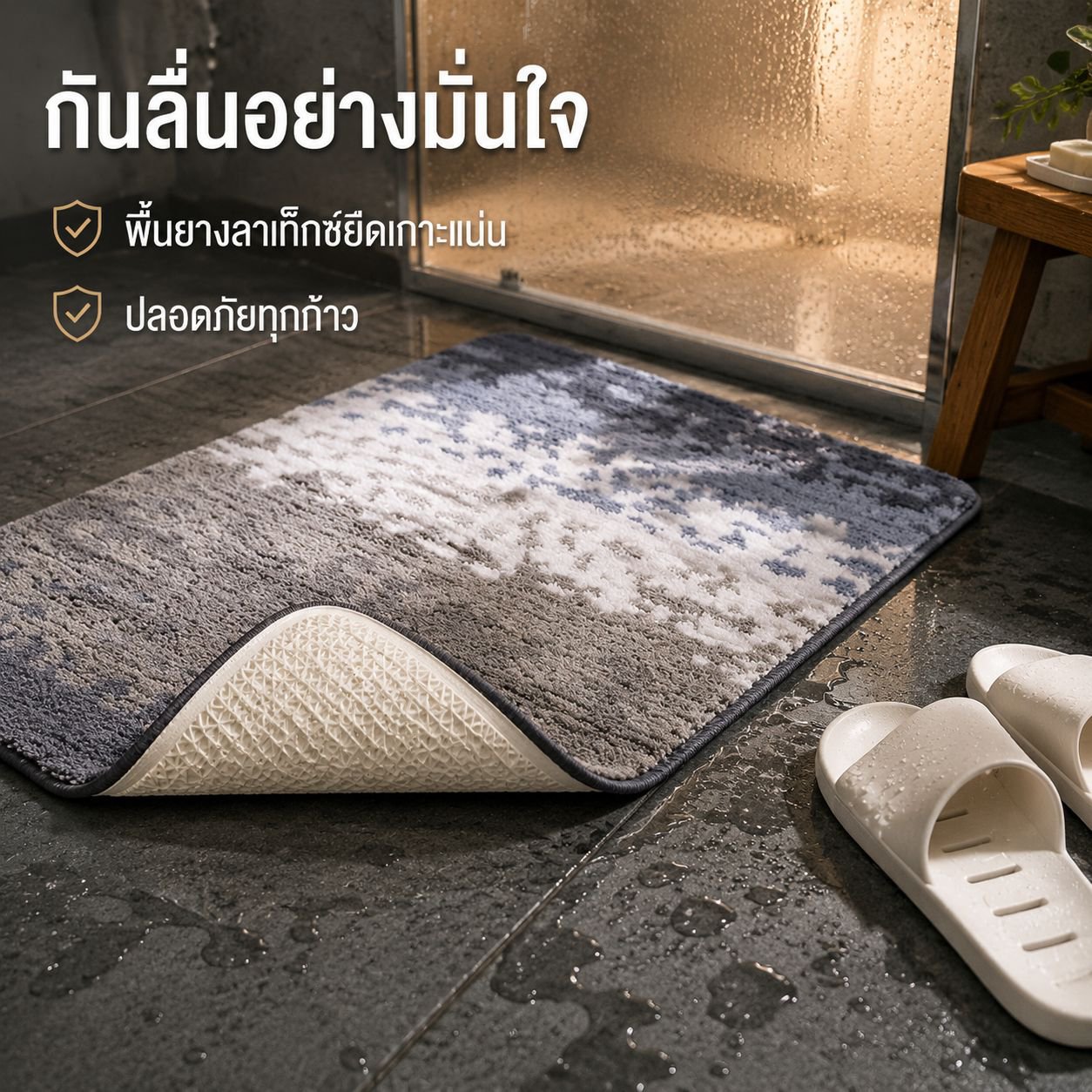 พรมตกแต่งบ้านสไตล์มินิมอล สำหรับห้องนอน ห้องน้ำ และหน้าประตู ดูดซับน้ำ กันลื่น