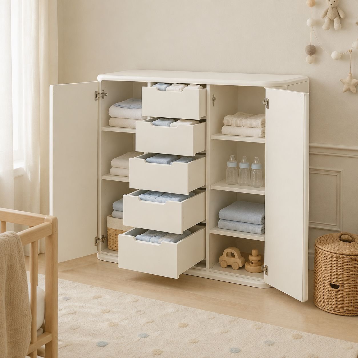 Spacious Baby Essentials Floor Storage Box in nursery