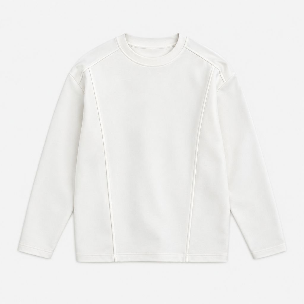 Autumn Men's Basic Heavyweight White Deconstructed Long-Sleeve T-Shirt Inner Layer