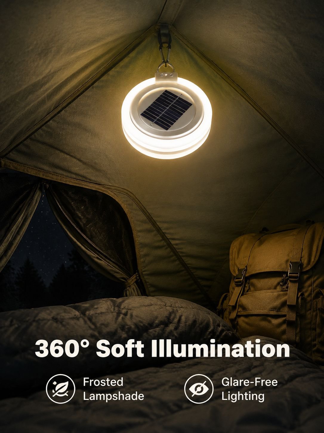 New Special Forces Solar Rechargeable Outdoor Camping Light for Tents, Night Markets, Emergency Ligh