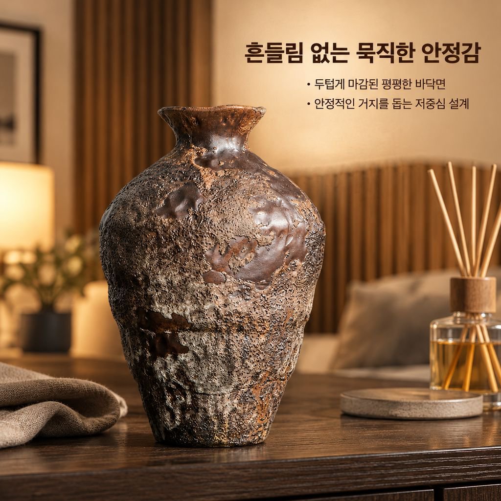 경덕진 빈티지 도자기 화병 와비사비 젠 스타일 드라이플라워 토기 인테리어 오브제