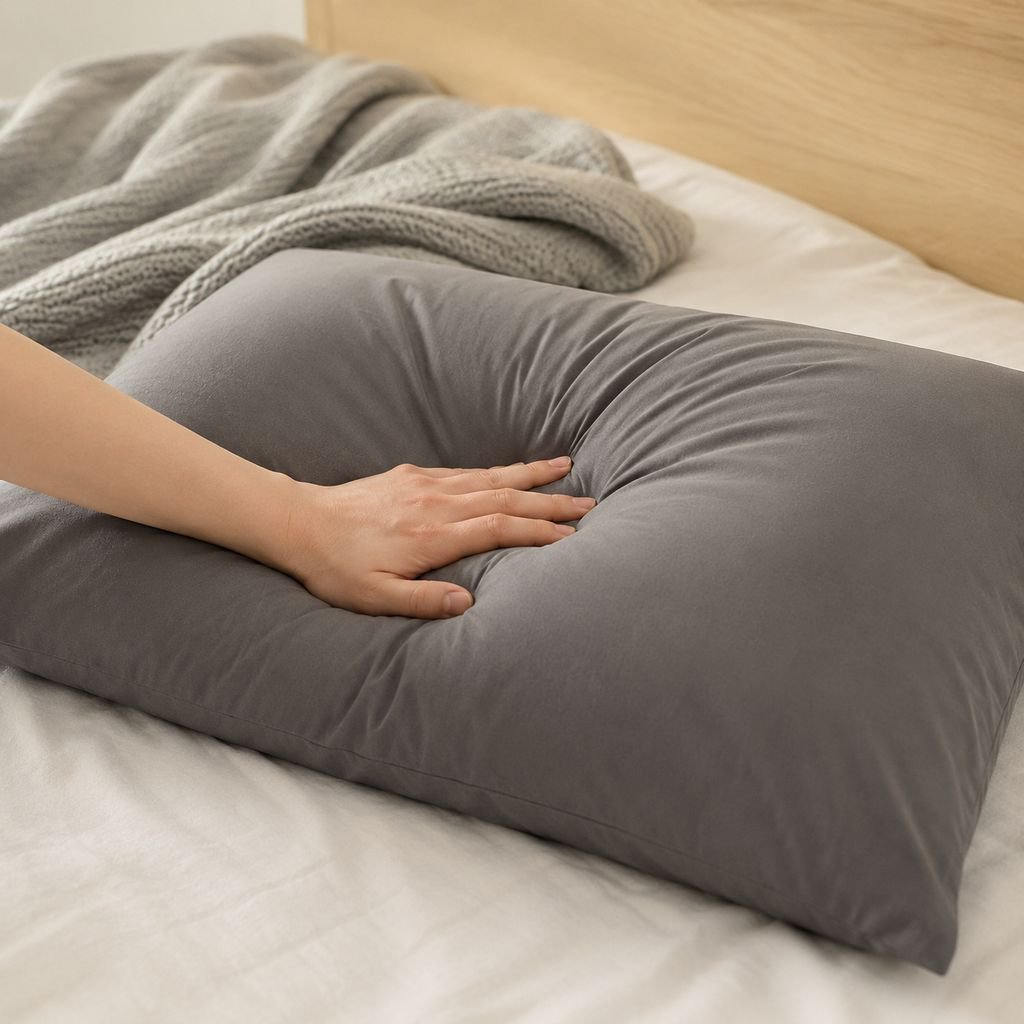 Washed cotton pillowcase with soft brushed texture