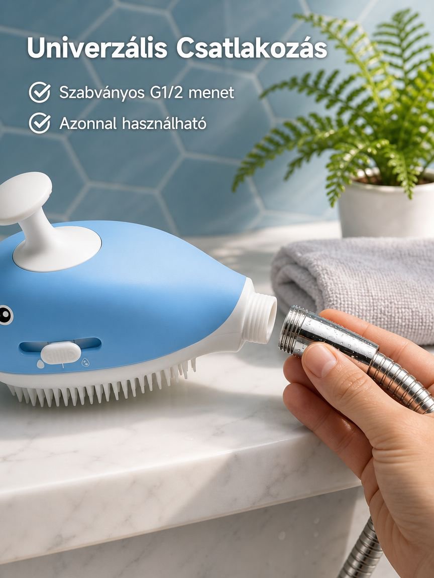 Háziállat fürdető masszázskefe, folyékony szilikon, puha és kényelmes