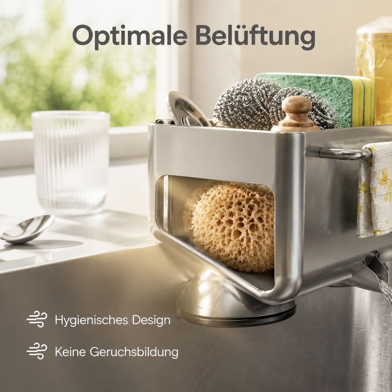 Spültuchhalter mit Saugnapf und Abtropffunktion für die Küche