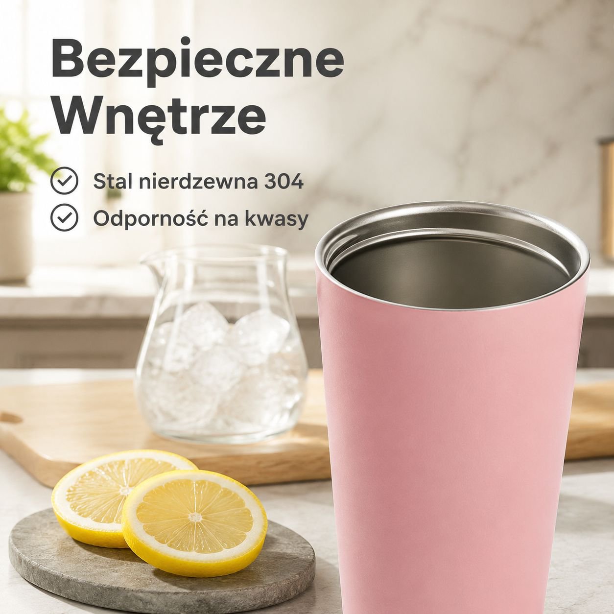 Stylowy męski kubek termiczny ze stali nierdzewnej ze słomką, dla uczniów