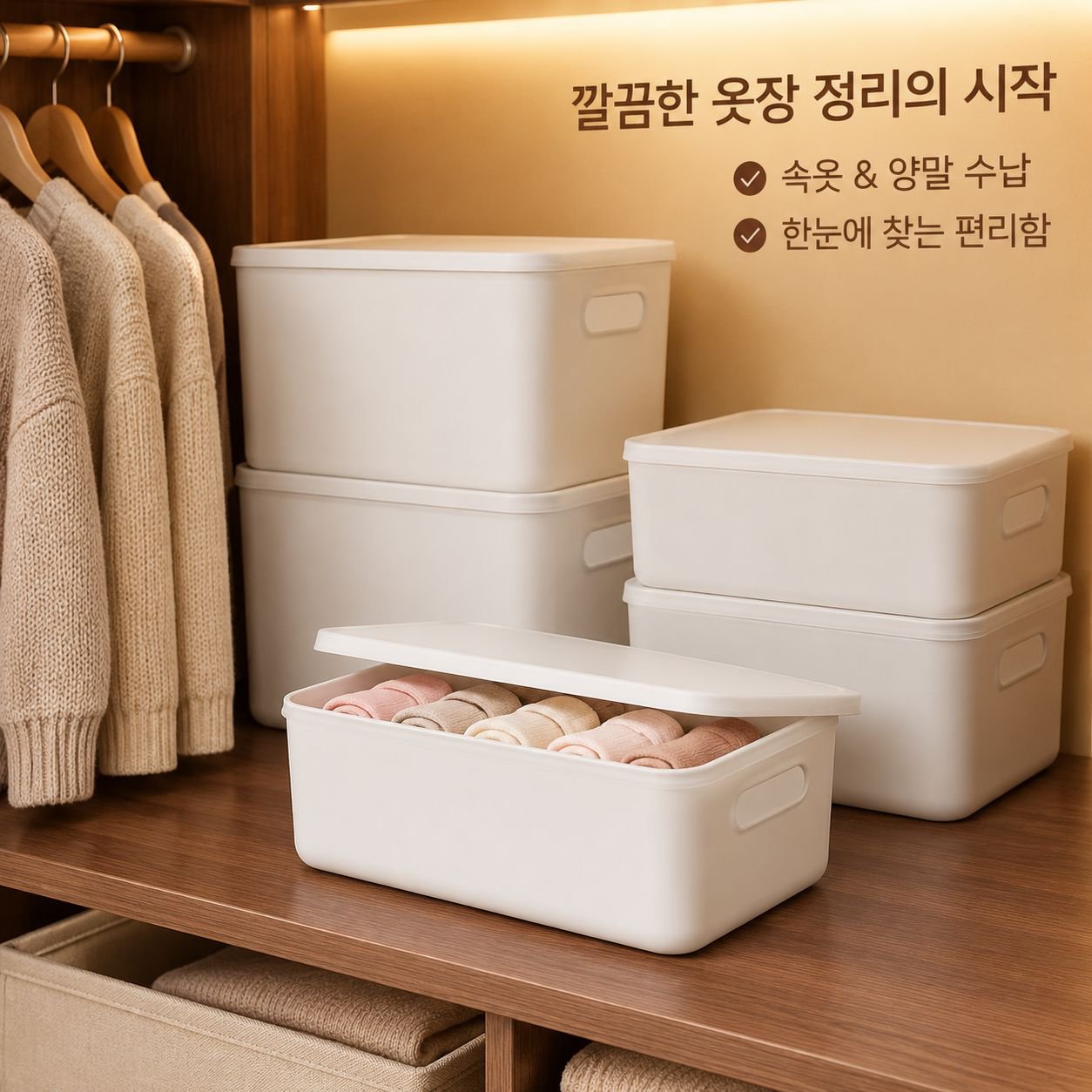 가정용 대형 플라스틱 뚜껑 수납함 옷 간식 책 정리함