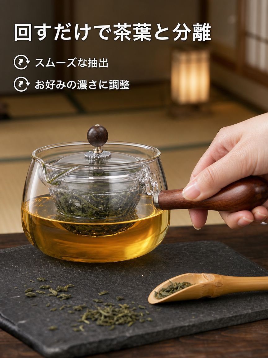 回転式ガラスティーポット