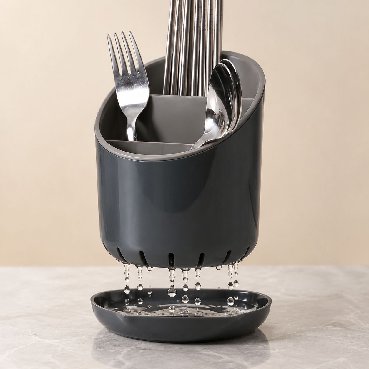 Removable Tiered Utensil Organizer with Water Drainage