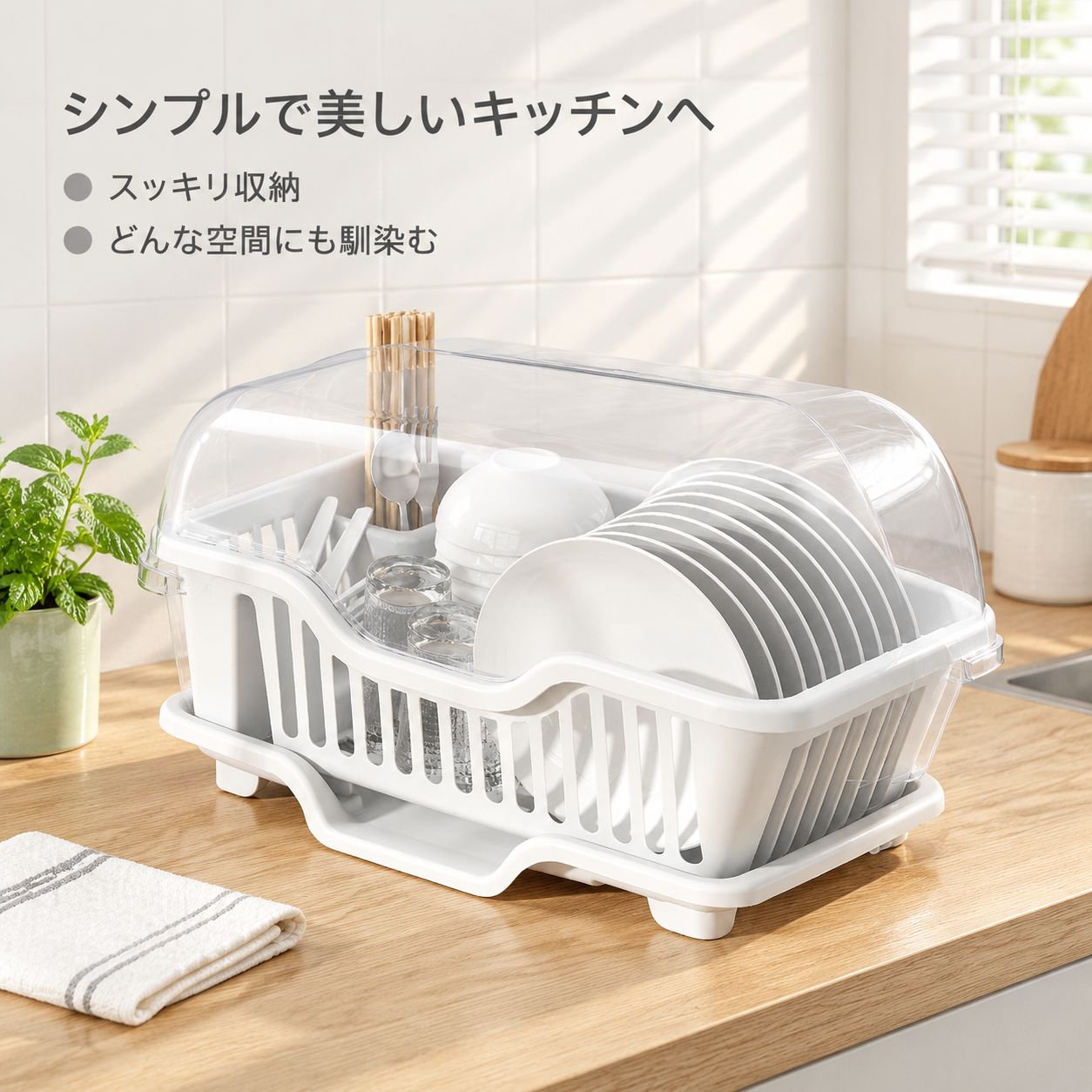 プラスチック製キッチンカウンター用食器ラック