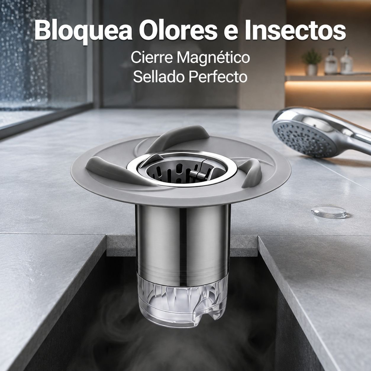 Núcleo de desagüe de suelo magnético, fácil de limpiar y a prueba de olores