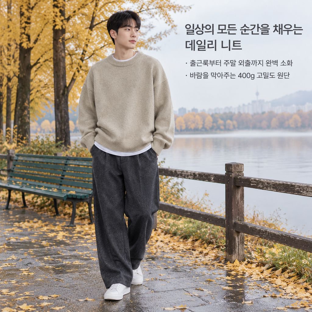 남성 가을 겨울 도톰한 루즈핏 오버핏 니트 스웨터 자켓 아우터