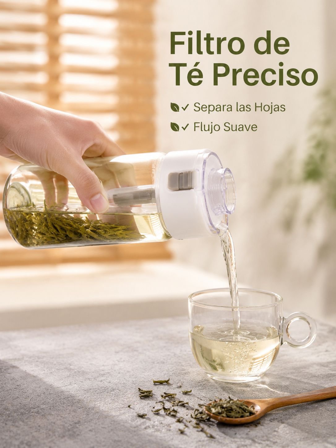 Vaso portátil y simple con colador de té, tapa abatible y plástico resistente a altas temperaturas