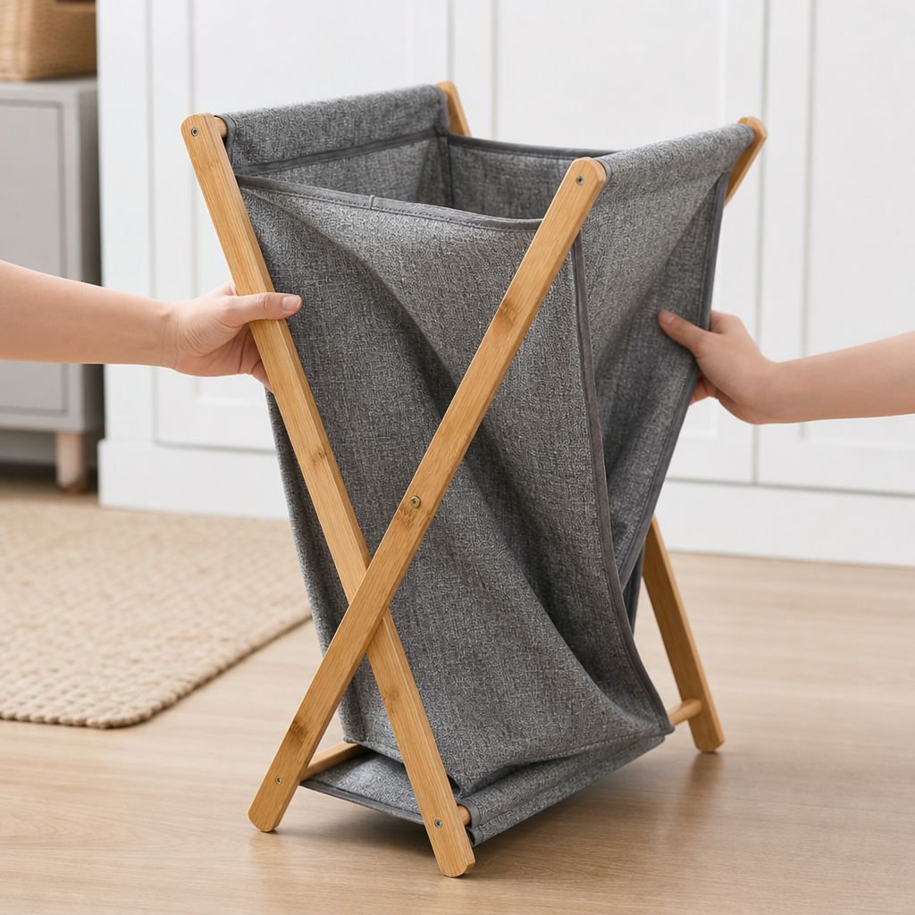 Cesta de ropa con asas resistentes de PVC ecológico