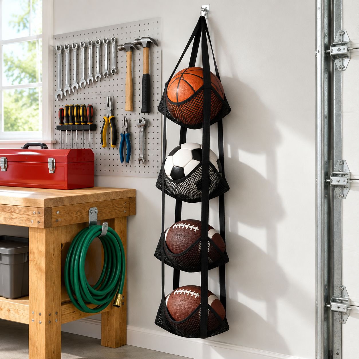 Basketball and Soccer Ball Multi-layer Mesh Storage Hanging Shelf
