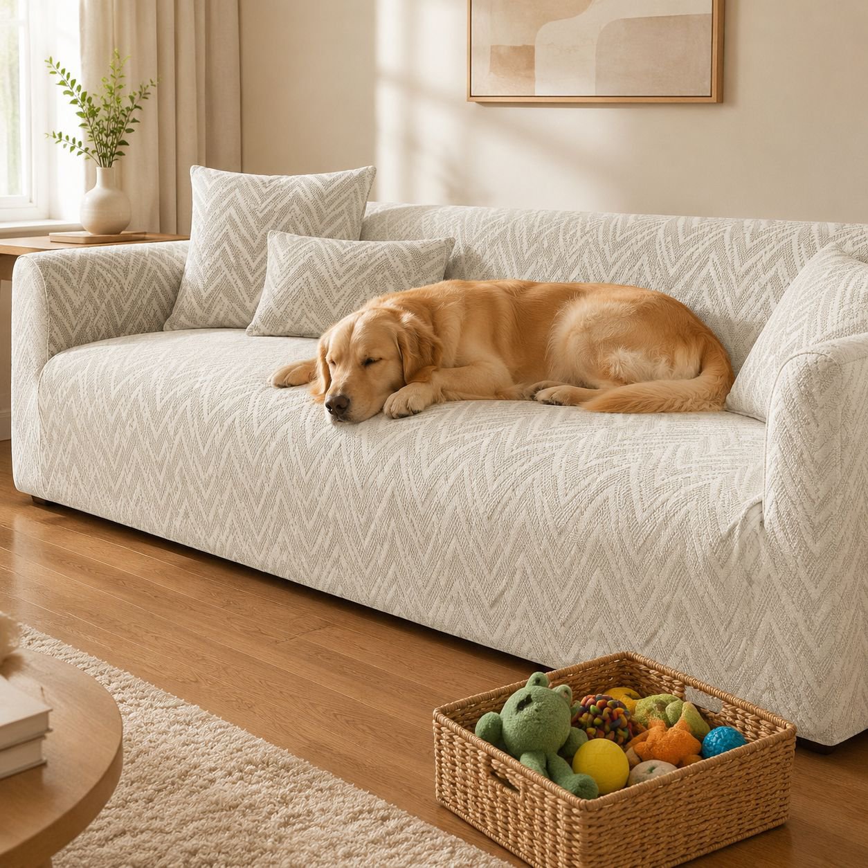 Full-cover Striped Sofa Cover, Non-slip and Wear-resistant, Fits Various Sofas, Easy to Clean