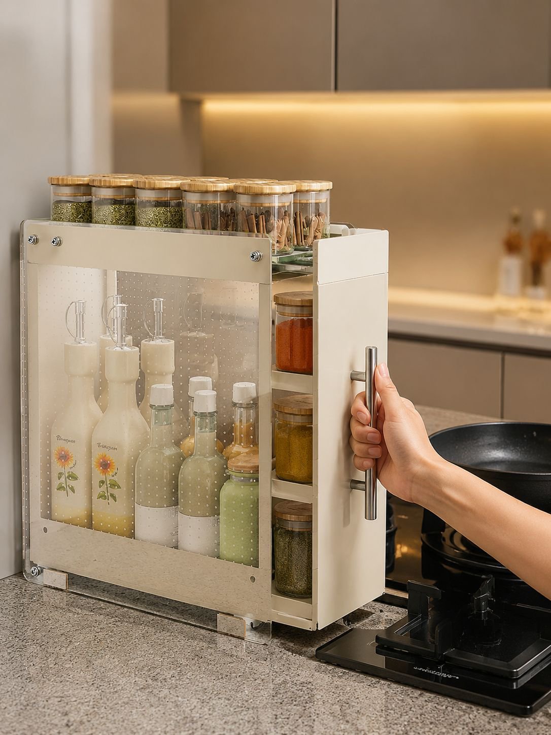 Estante de almacenamiento de especias extraíble para cocina