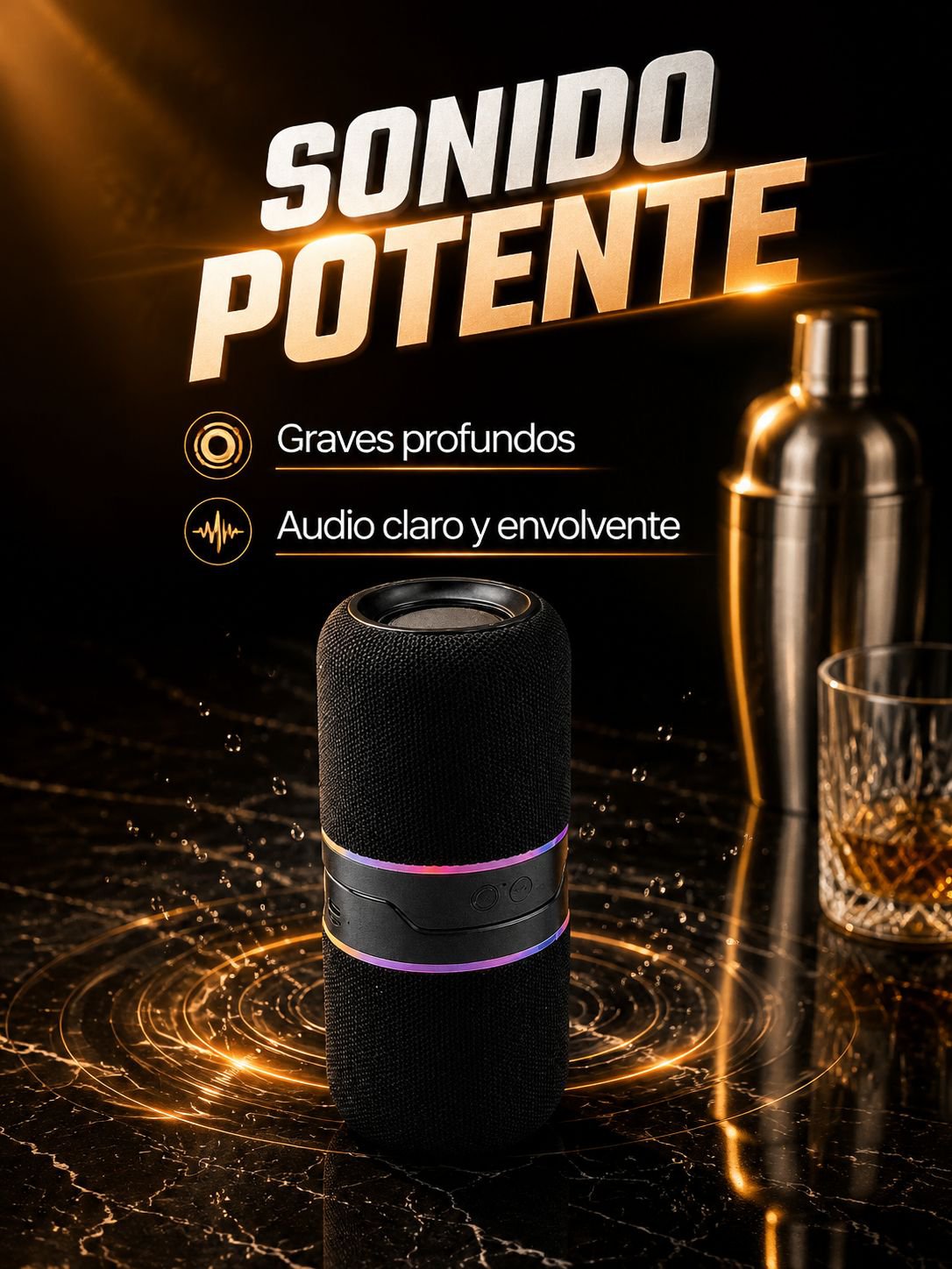 Mini altavoz Bluetooth magnético de escritorio con subwoofer, ideal para casa y coche