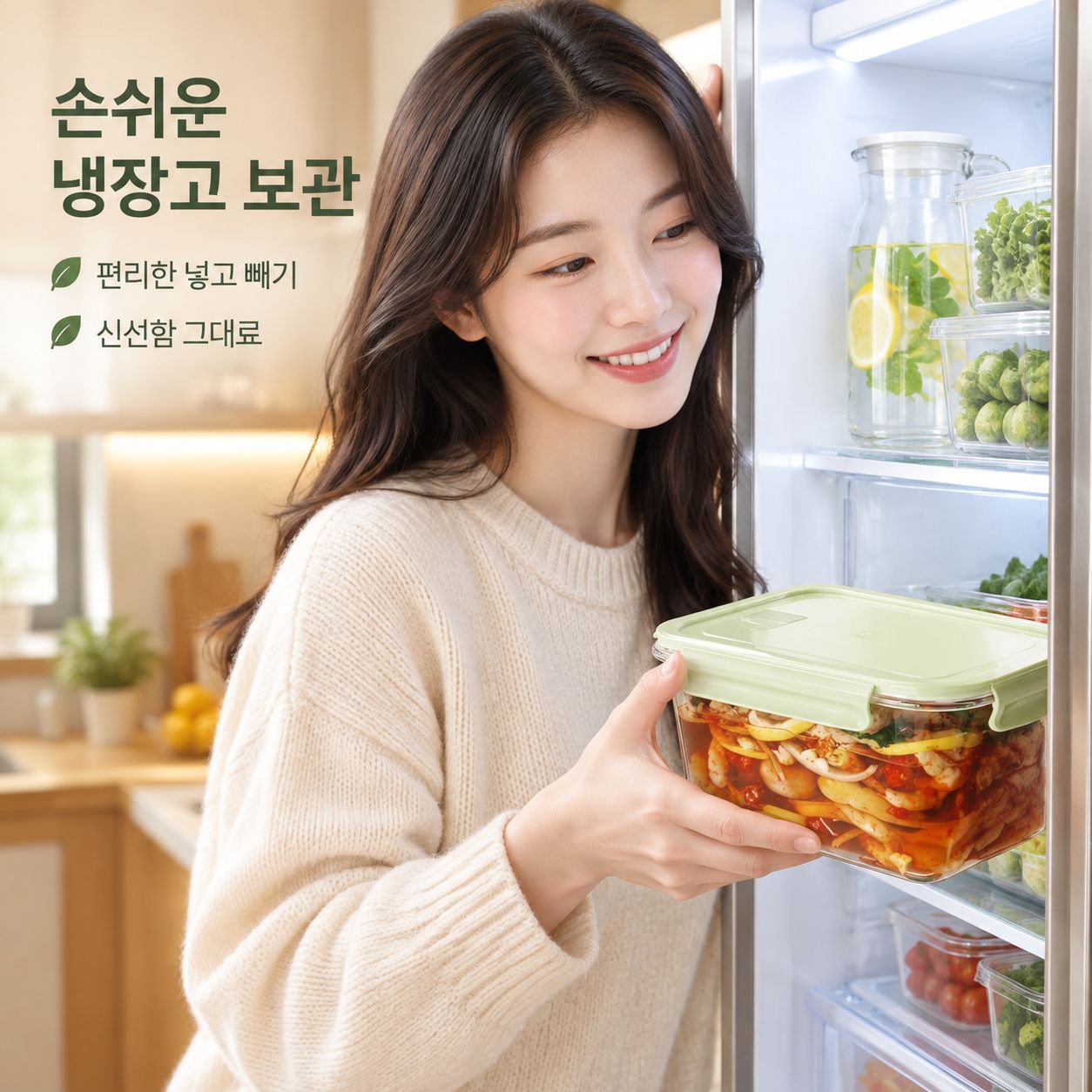 피클용 대용량 유리 용기 (뚜껑 포함)