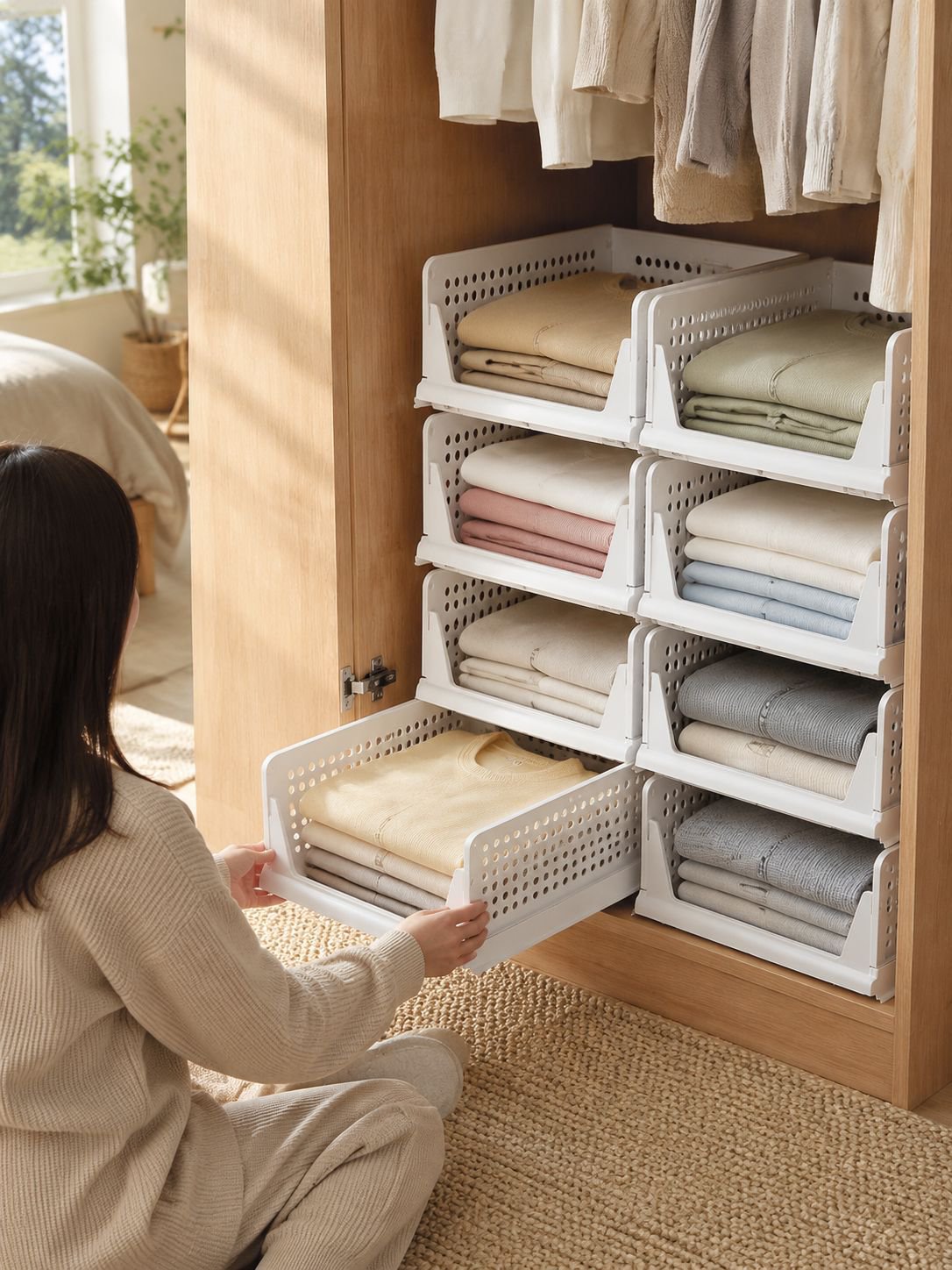 Caja de almacenamiento grande con diseño de cajón para hogar