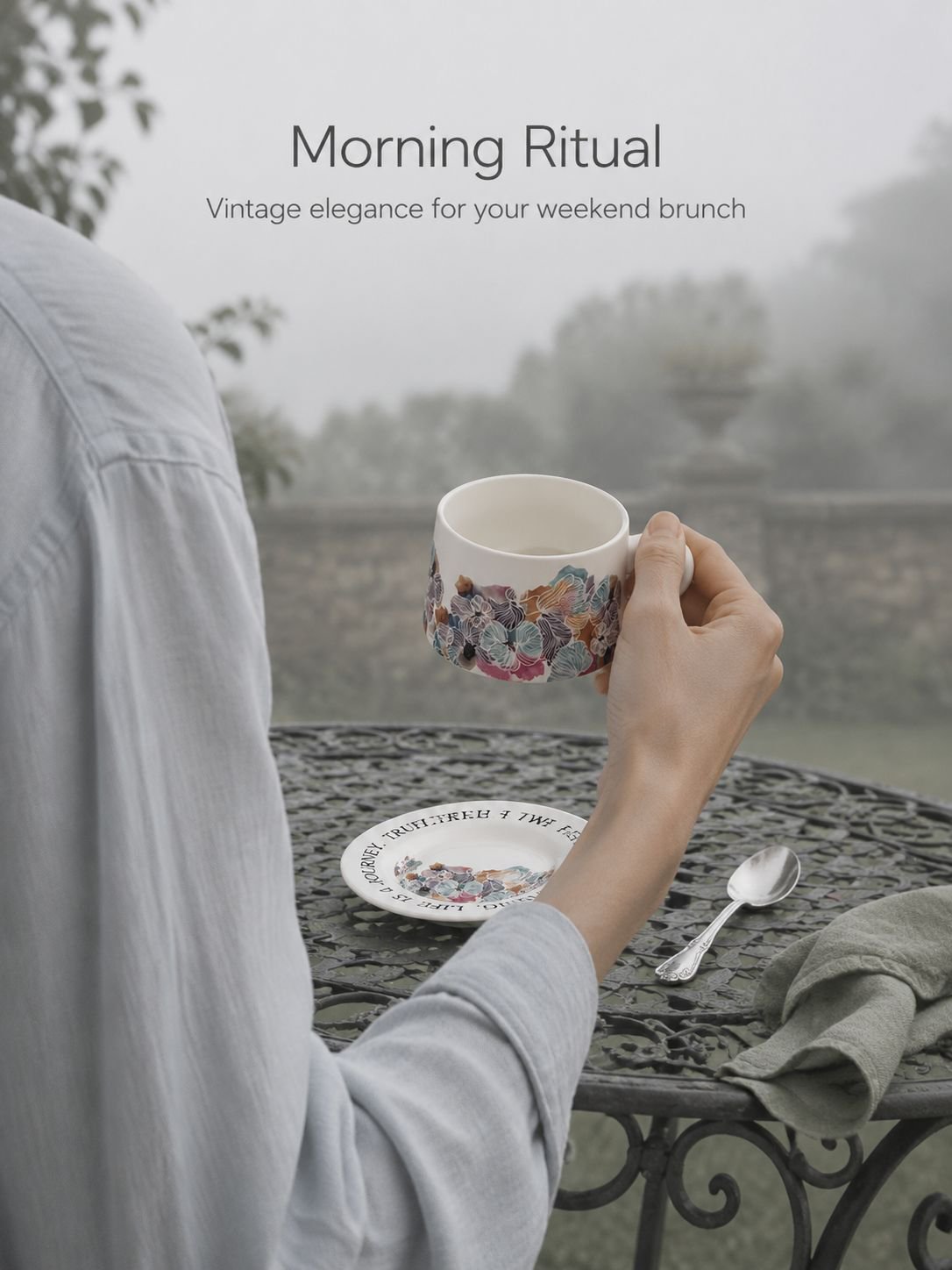 Luxury Mesh Wine Snack Set, Country Ceramic Tea Cup & Saucer Combo