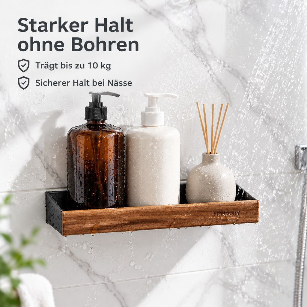 Wandmontiertes Aufbewahrungsregal fürs Badezimmer (bohrfrei)