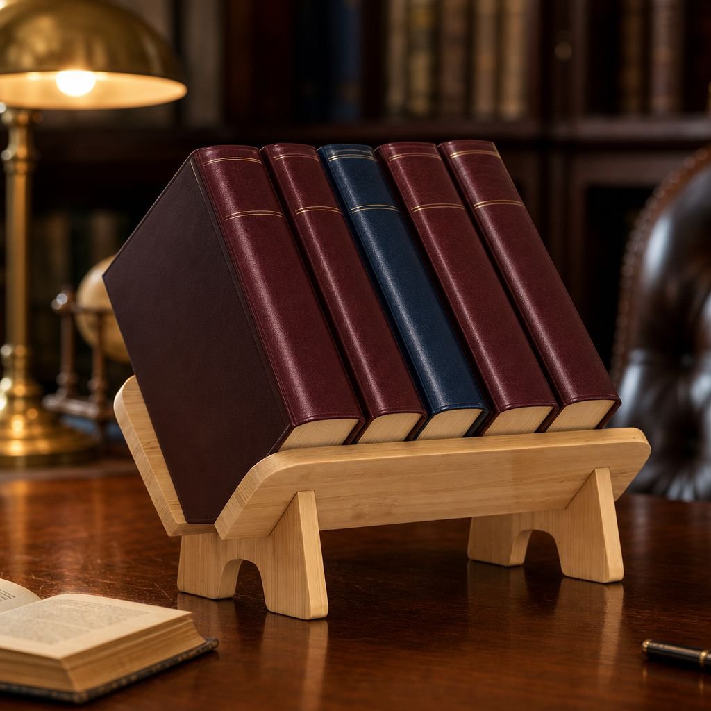 Compact solid wood bookshelf for desktop storage