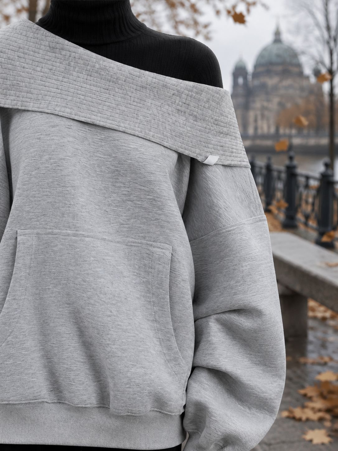 Trendiger grauer Oversize Hoodie für Damen
