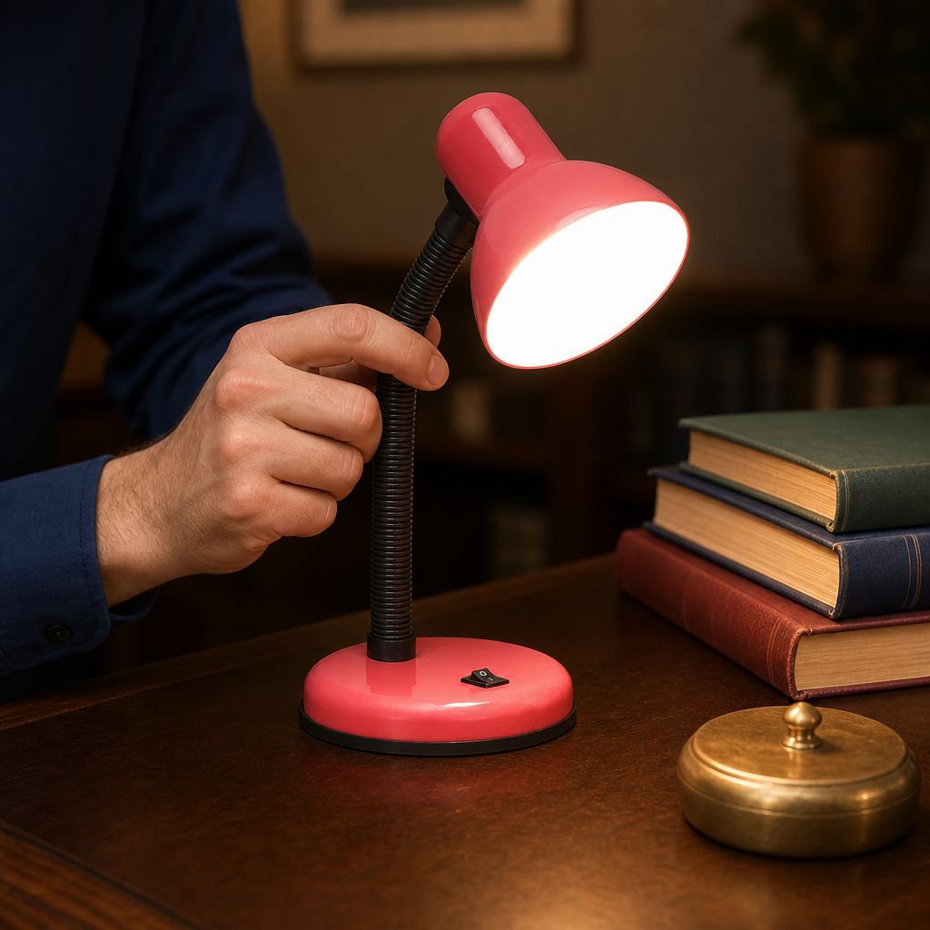 Plug-in lamp with flexible arm for office desk