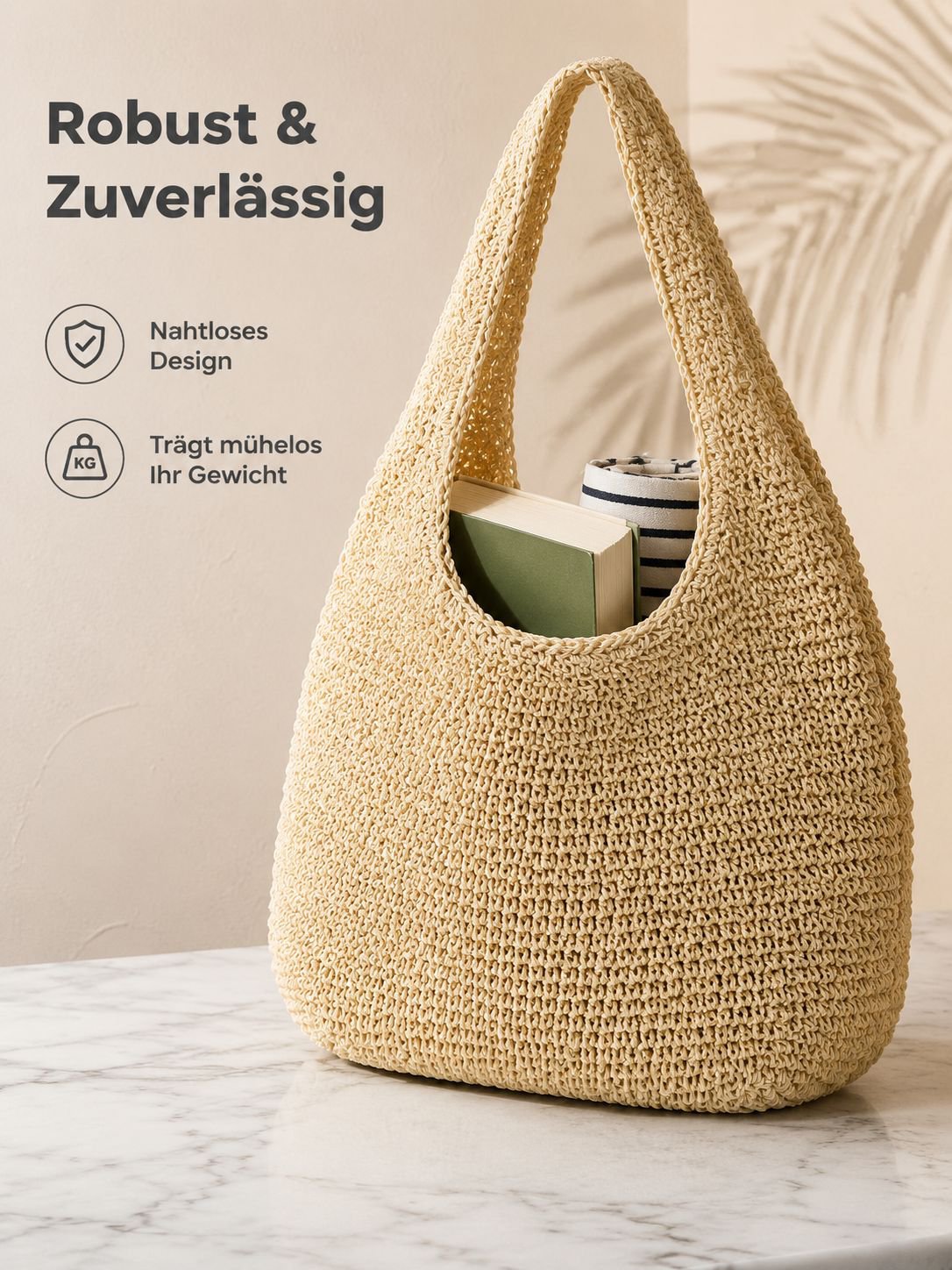 Modische gehäkelte Schultertasche für Damen